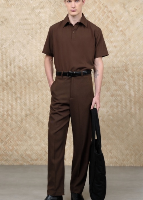 CACAO COTTON RELAXED STRAIGHT- LEG TROUSER