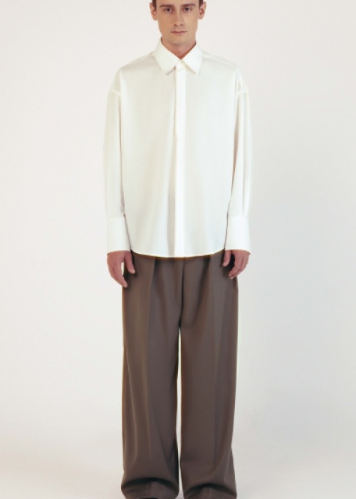 WHITE LARGE MANCHETTE RELAXED SHIRT